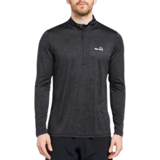 Men's Long Sleeved Zipped Active T-Shirt, Black