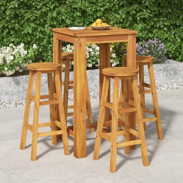 vidaXL 5 Piece Garden Bar Set Solid Wood Acacia - Brown