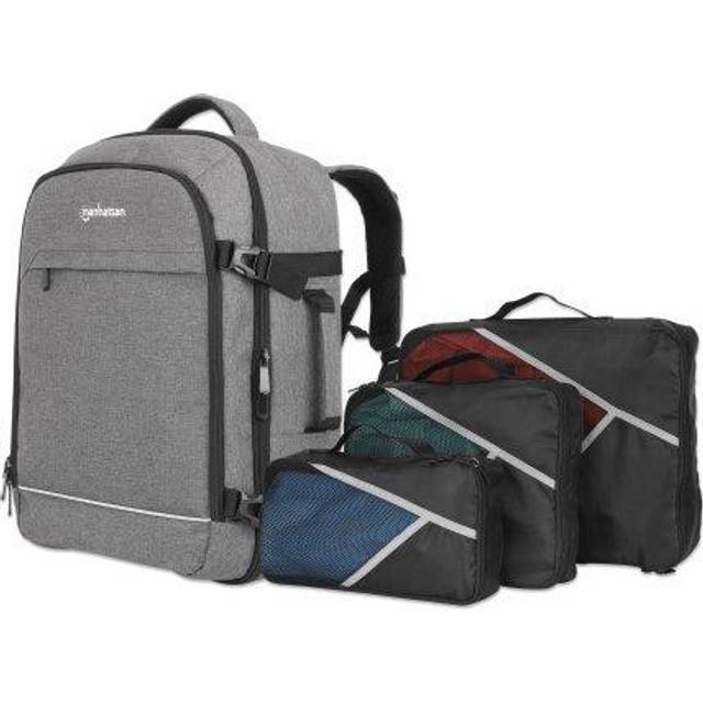 Manhattan Rome Notebook Travel Backpack 17.3", Two Sleeves for Most Laptops Up To 17.3" and Tablets Up To 11", Aircraft-friendly Carry-on, 40L Capacity, Multiple Accessory Pockets, Three Soft Clamshell Cases, Two Handles, Stowable Shoulder Straps, Light G