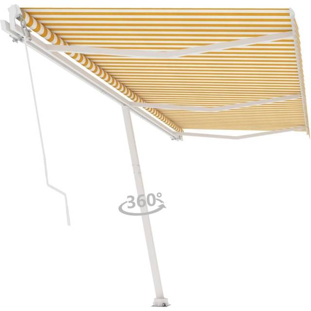 Fristående markis manuellt infällbar 600x300 cm gul/vit