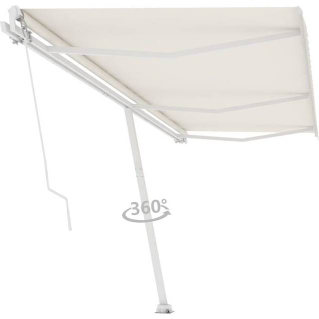 Fristående markis manuellt infällbar 600x300 cm gräddvit
