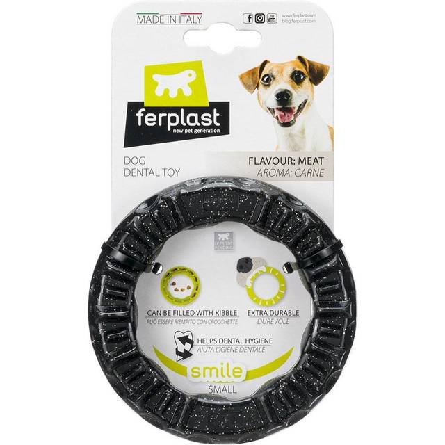 Ferplast Smile chewing ring, black - Size S: Ø 12 x H 2.4 cm