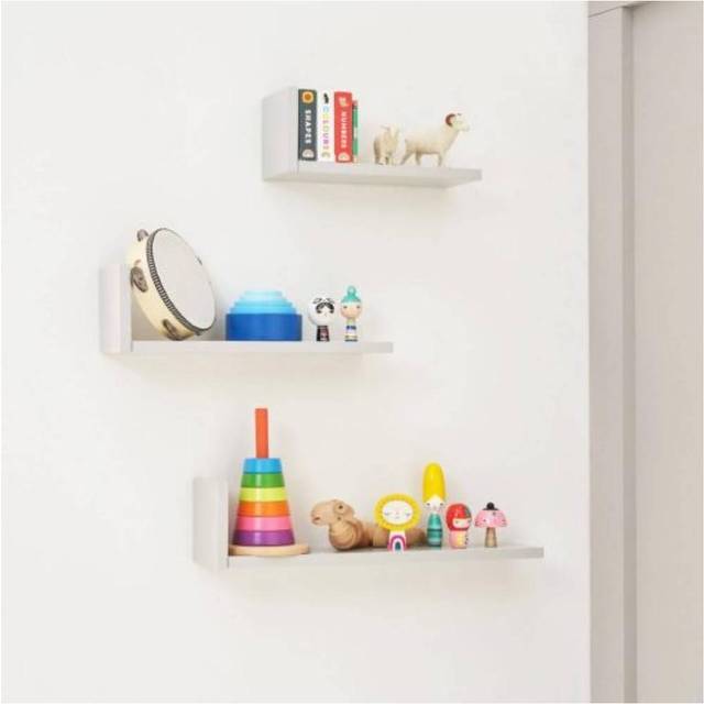 Tutti Bambini Rio Set Of Three L-shaped Wall Shelves Dove Grey, Grey