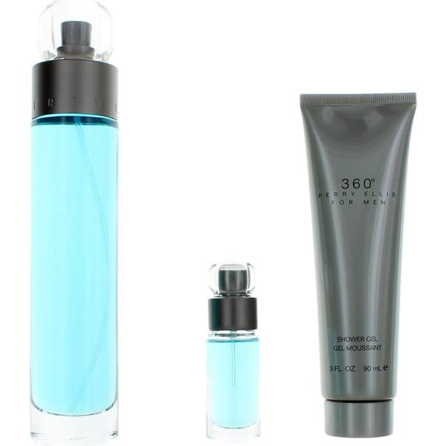 Perry Ellis 360 3-Piece Gift Set - Men's Cologne - 3.4 fl oz EDT  3 oz Shower Gel  .25 fl oz EDT mini travel spray - fresh  woody  citrus  aquatic  lo