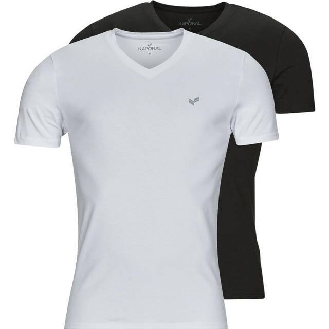 Pack of 2 Gift T-Shirts in Cotton with V-Neck - White + Black