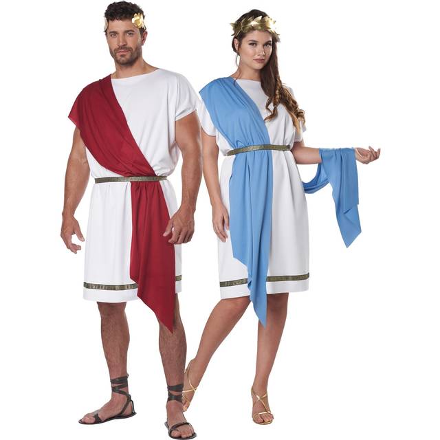 Party Toga Costume for Adults - Blue&#47;Red&#47;White (L/XL)