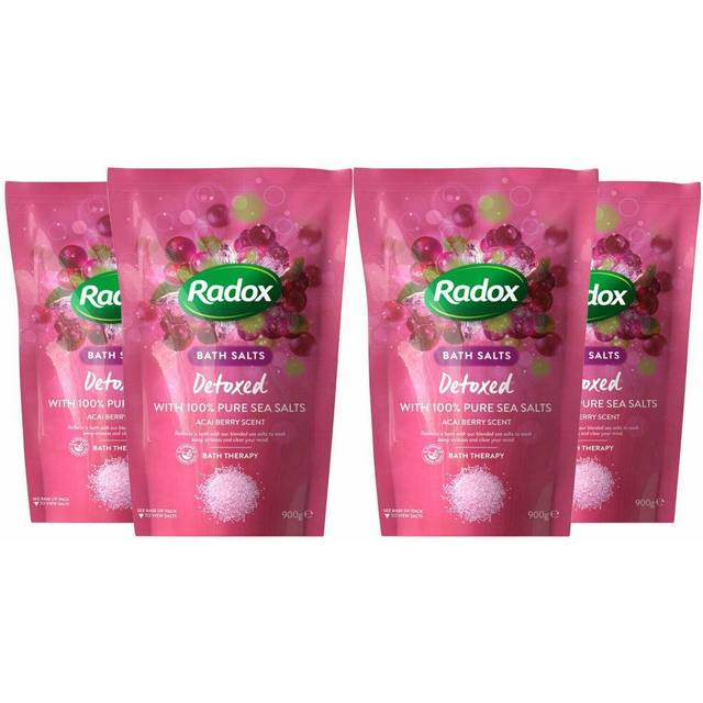 Radox Bath Salts Detoxed Bath Therapy, Acai Berry, 4 Pack, 900g