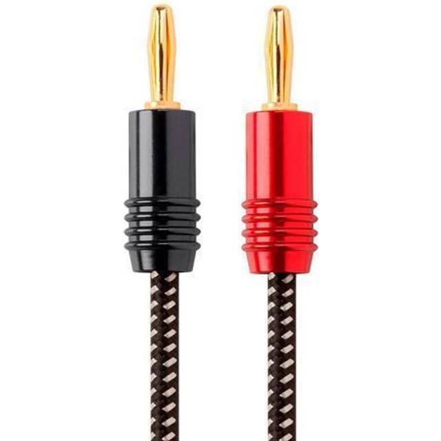 Monoprice Speaker Wire, Braided with Banana Plugs, 2-Conductor, 14AWG, 3ft - Black