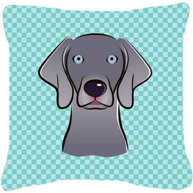 Caroline's Treasures BB1169PW1818 Checkerboard Blue Weimaraner Canvas Decorative Pillow  18 x 18  Multicolor