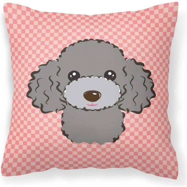 Caroline's Treasures BB1259PW1414 Checkerboard Pink Silver Gray Poodle Decorative Pillow  Large  Multicolor