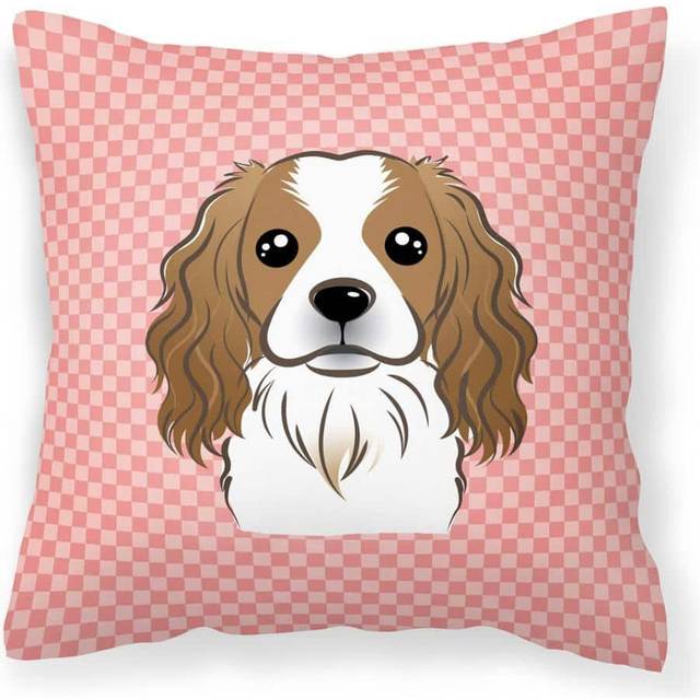 Caroline's Treasures BB1224PW1414 Checkerboard Pink Cavalier Spaniel Decorative Pillow  Large  Multicolor