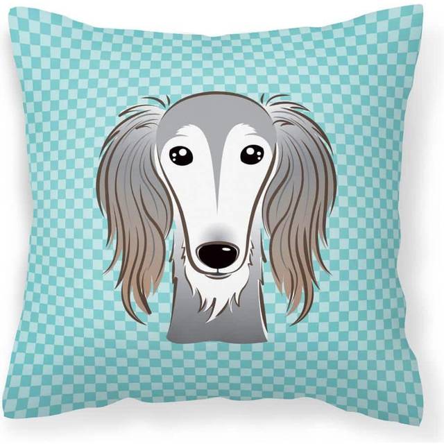 Caroline's Treasures BB1167PW1414 Checkerboard Blue Saluki Canvas Fabric Decorative Pillow  Large  Multicolor