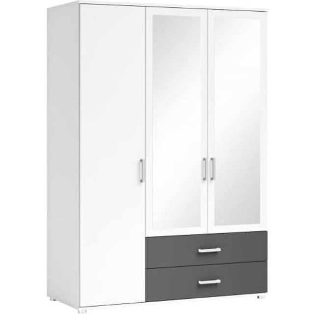 3 Door Wardrobe - Black (190cm H X 125cm W X 51cm D)