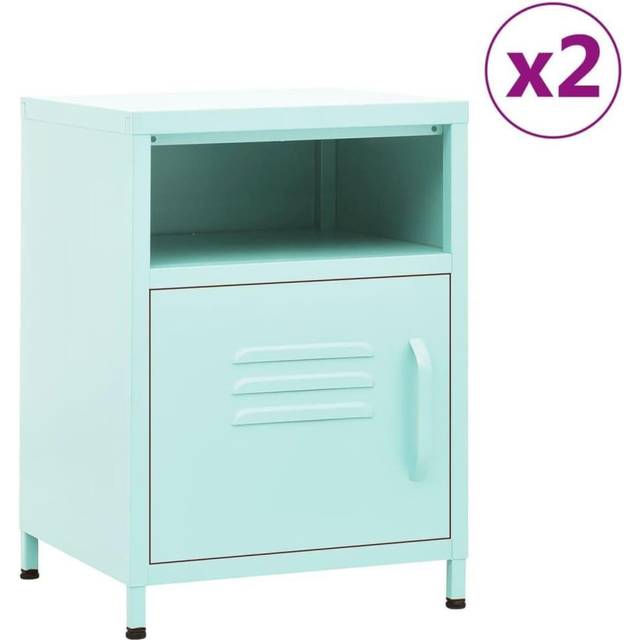 natborde 2 stk. 35x35x51 cm stål mintgrøn