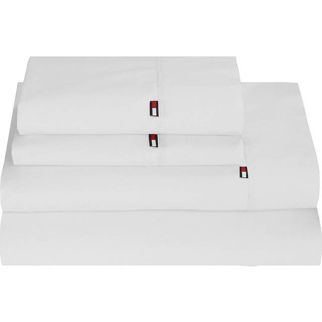 Tommy Hilfiger Signature Solid Sheeting 200 TC Set of 4 Sheet Set - 1 Flat Sheet  1 Fitted Sheet & 2 Pillowcases  Full Size  100% Cotton (Grey)