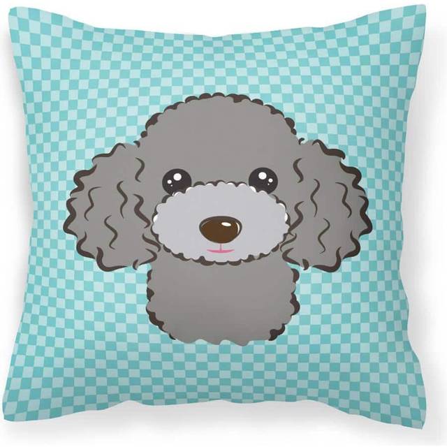 Caroline's Treasures BB1197PW1414 Checkerboard Blue Silver Gray Poodle Decorative Pillow  Large  Multicolor