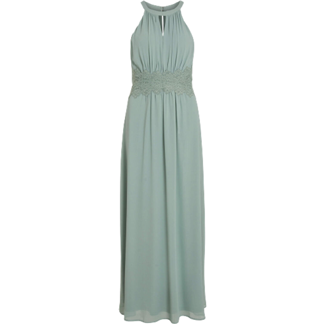 Vila Milina Pleated Halterneck Maxi Dress - Green Milieu