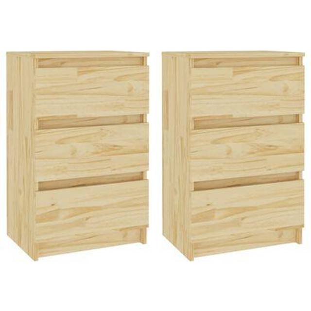 vidaXL Bedside Cabinets 2 pcs 40x29.5x64 cm Solid Pine Wood - Brown
