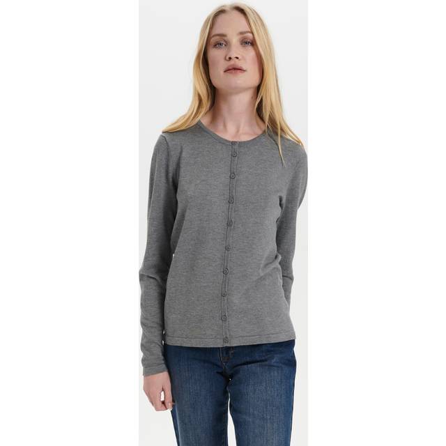 Saint Tropez, Cardigans, female, Gray, XS, MilaSZ R-Neck Cardigan Mist Grey
