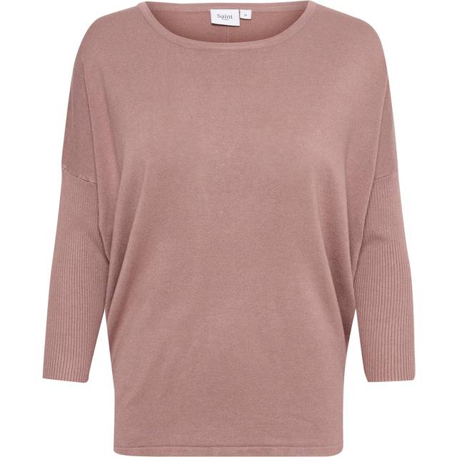 Simple Knit Jumper with ¾ Sleeves and Round Neck