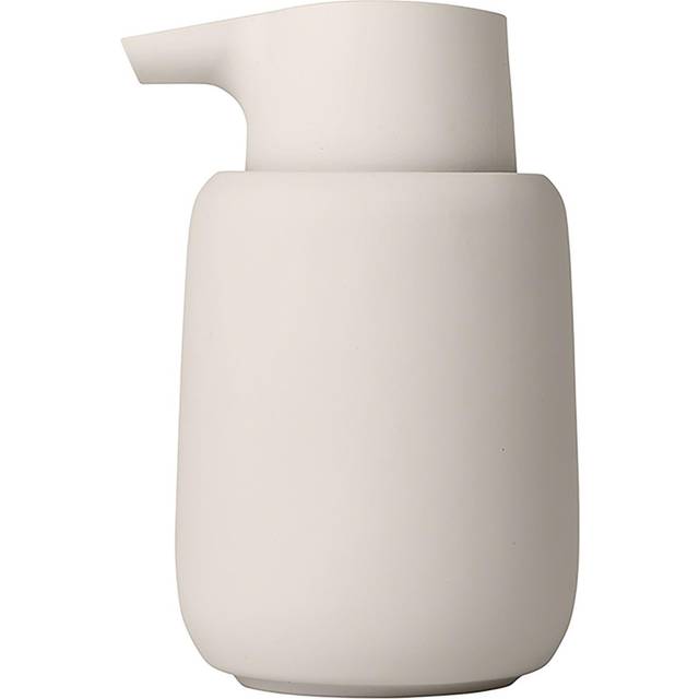 Blomus -SONO - tvåldispenser av keramik, Moonbeam, tvåldispenser, elegant utseende, matt, högkvalitativt utförande, exklusivt badrumstillbehör (H 14 cm, D 9,5 cm, 8,5, V 0,25 l, färg: Moonbeam