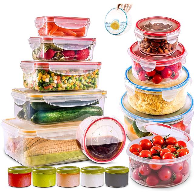 28 PCs Airtight Food Storage Containers with Lids-(85OZ to 1.2OZ) Plastic Food Containers with Lids for Storage-BPA-Free Meal Prep Containers Reusable