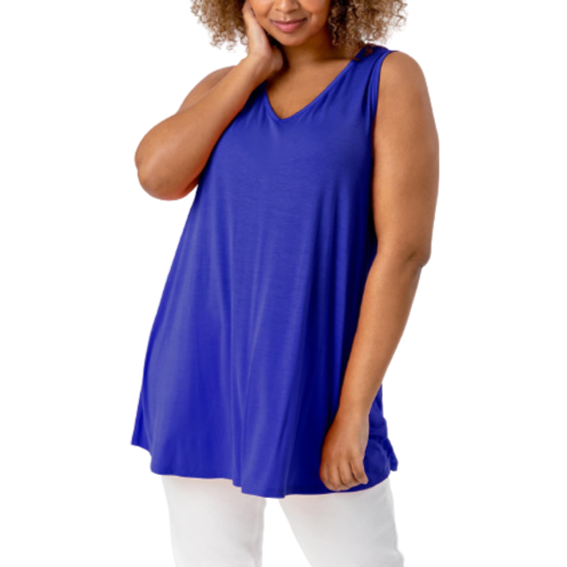 Curve Plain V-Neck Vest Top - Royal - 30-32