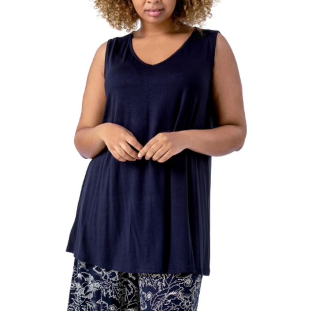 Curve Plain V-Neck Vest Top - Navy - 22-24