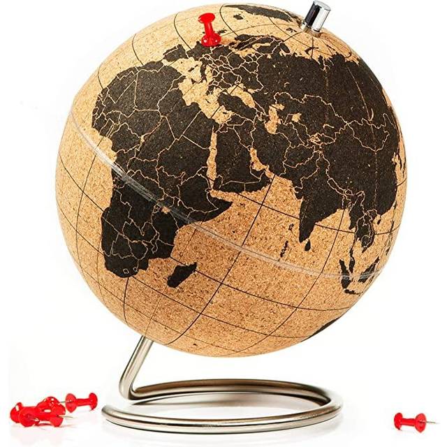 Suck UK, Cork Globe with Pins, Globes Of Earth For Home Office Accessories, Cork Globe Of The World, Desk Decor For Home Office, Globe For Kids