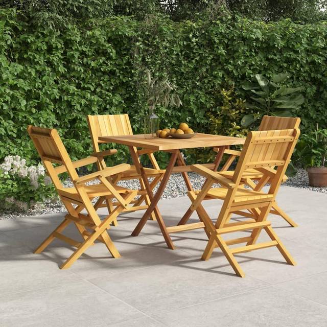 vidaXL 5 Piece Garden Dining Set Solid Wood Teak - Brown