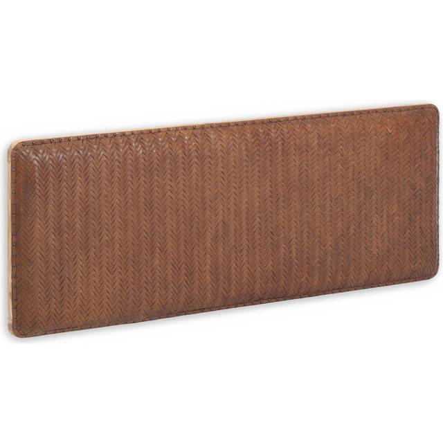 Natesa solid teak wood and leather headboard, for 160 cm beds - Brown