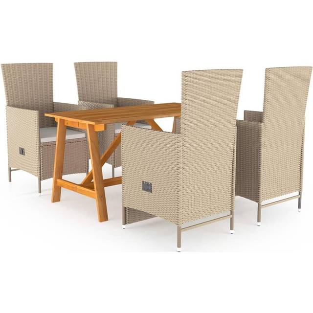 Matgrupp för trädgården 5 delar beige