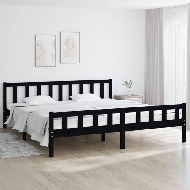 vidaXL Bed Frame Black Solid Wood 200x200 cm (810703), Black