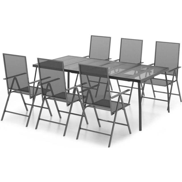 7 Piece Garden Dining Set Anthracite Steel Vidaxl