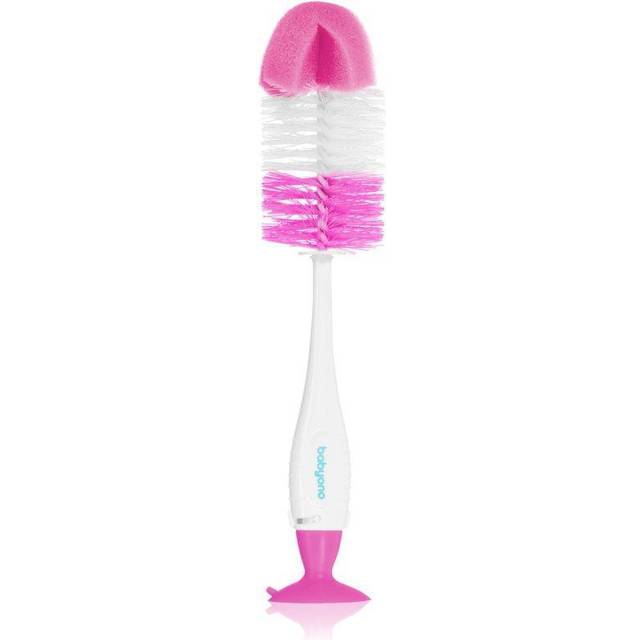 BabyOno Take Care borste för flaskor och spenar 2 i 1 rengöringsborste rosa 1 st