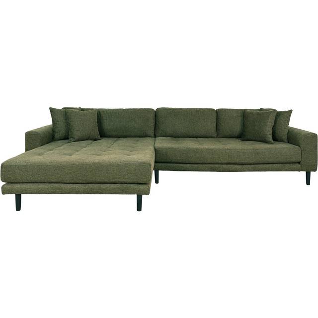 Lido soffa schäslongsoffa vänster 4 kuddar grön.
