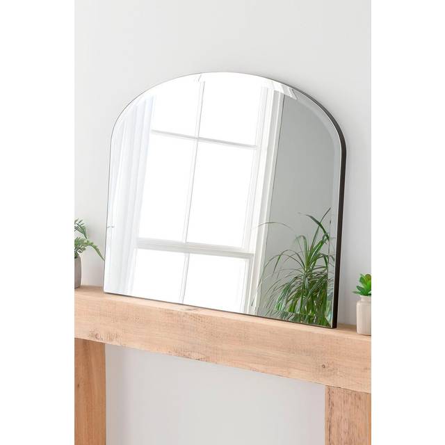 Minimal Bevelled Mantle Mirror Black 91(w) x 69cm(h) - One Size