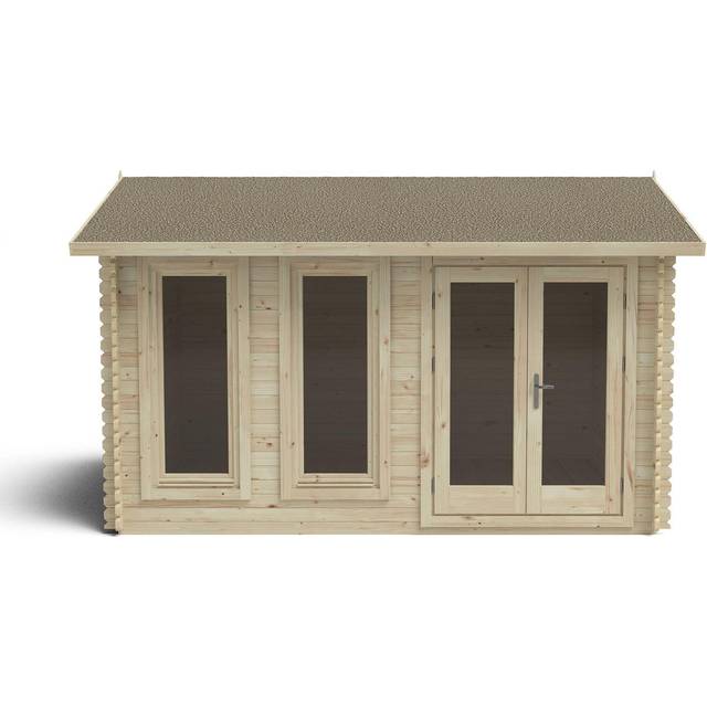 Chiltern 4.0m x 3.0m Log Cabin - Apex Roof, Single Glazed 24kg Felt, no Underlay FSC® certified (Installed)