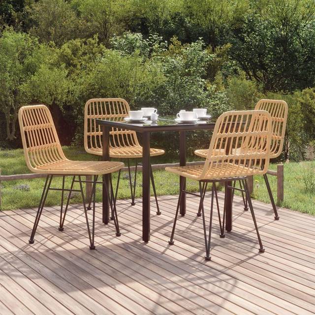 Vidaxl 5 Piece Garden Dining Set Poly Rattan