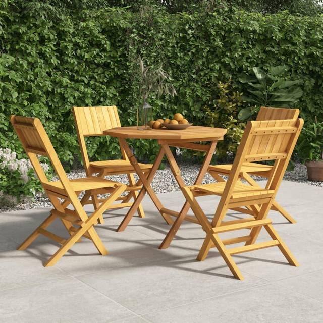 vidaXL 5 Piece Garden Dining Set Solid Wood Teak - Brown