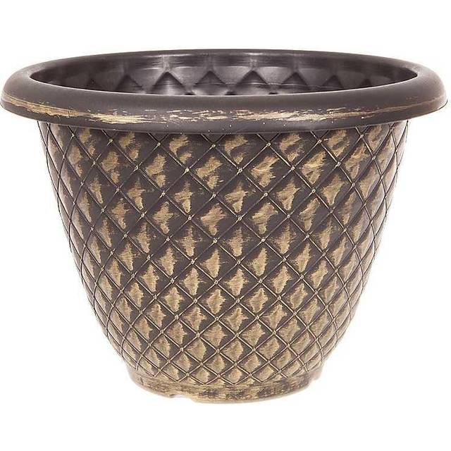 YouGarden Gold Pinecone Plastic Planters 33cm 2 Pack