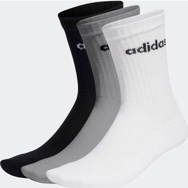 adidas Unisex – Barn Linear Crew Cushioned Socks 3 Pairs, Medium Grey Heather / White / Black, 7-8 Years