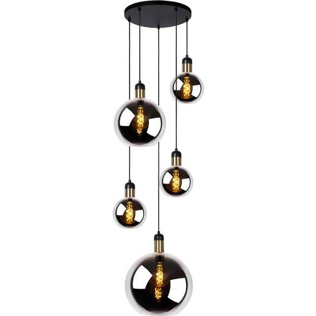 Lucide Julius Vintage Cluster Pendant Light - 5Xe27 - Smoke Grey, Grey