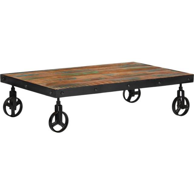Soffbord med hjul 100x60x26 massivt återvunnet trä