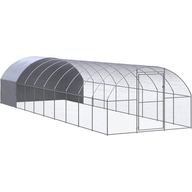 vidaXL Outdoor Chicken Coop 3x10x2 m Galvanised Steel Garden Poultry House