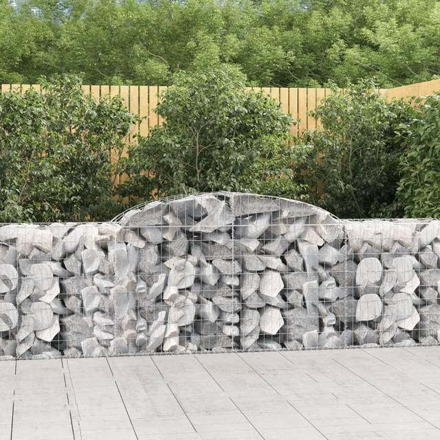 vidaXL Arched Gabion Baskets 7 pcs 300x50x80/100 cm Galvanised Iron - Silver