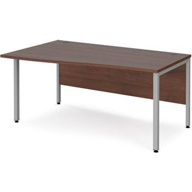 Office Desk | Left Hand Wave Desk 1600mm | Walnut Top With Silver Frame | Maestro 25 MB16WLSW