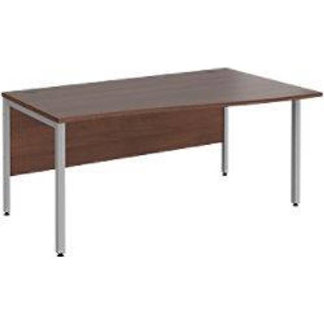 Office Desk | Right Hand Wave Desk 1600mm | Walnut Top With Silver Frame | Maestro 25 MB16WRSW
