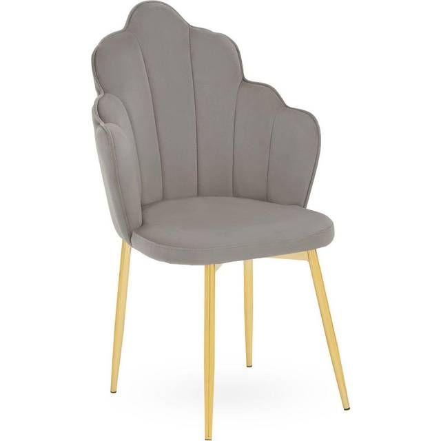 Comfortable Velvet Dining Chair, Durable & Adjustable Velvet Office Chair, Backrest Accent Chair - Grey - One Size