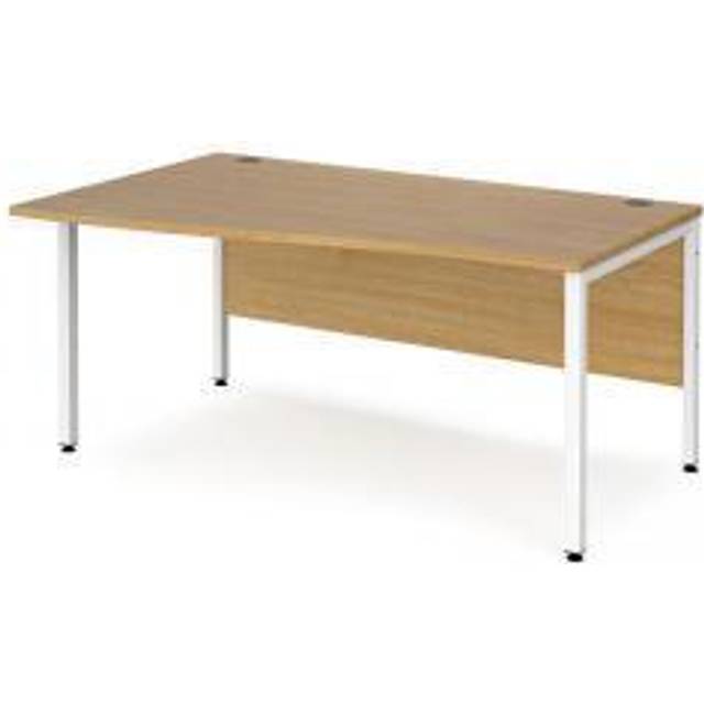 Office Desk | Left Hand Wave Desk 1600mm | Oak Top With White Frame | Maestro 25 MB16WLWHO